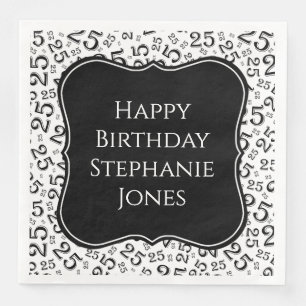 25e verjaardag zwart Willekeurig nummer patroon 25 Servet