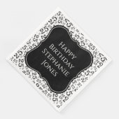 25e Verjaardag Zwart/Wit Bracket Nummer Patroon Servet (Hoek)
