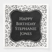 25e Verjaardag Zwart/Wit Bracket Nummer Patroon Servet (Voorkant)