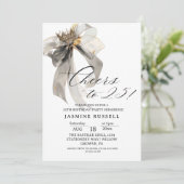 25e verjaardag zwart-wit kaart (Staand voorkant)