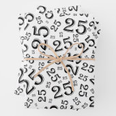 25e verjaardag zwart-wit Random Number Pattern Inpakpapier Vel (In situ)