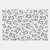 25e verjaardag zwart-wit Random Number Pattern Inpakpapier Vel (Voorkant)