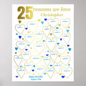 25e verjaardagscadeau - Redenen waarom we van je h Poster (Voorkant)