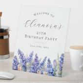 25e Verjaardagsfeest Blauw Juli Geboortebloem Welk Reclamebord Met Voetstuk (Insitu)