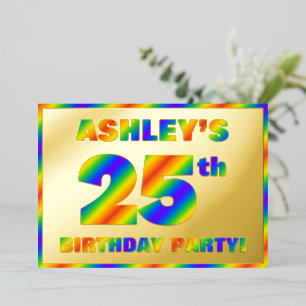 25e Verjaardagsfeest — Leuke, Regenboogspectrum “2 Folie Uitnodiging