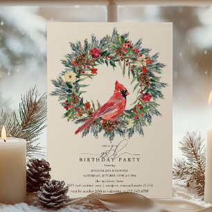 25e Verjaardagsfeest Rode Kardinaal Winterkrans Kaart