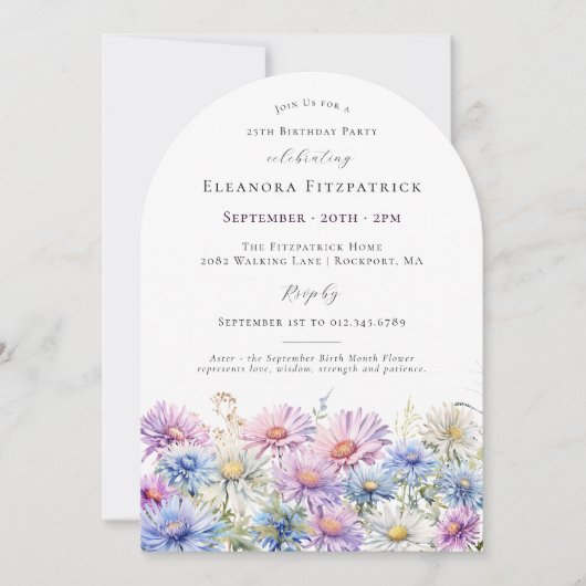 25e Verjaardagsfeest September Geboortemaand Bloem Kaart (Voorkant)