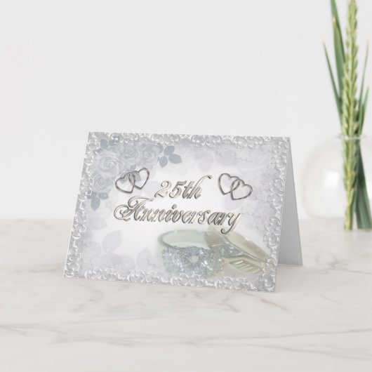 25e verjaardagsfeest uitnodiging zilver (Voorkant)