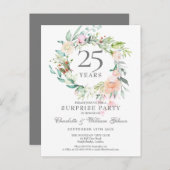25e verjaardagsfeest verrassingsfeest rozen krans aankondigingskaart (Voorkant / Achterkant)
