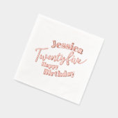 25e Verjaardagsfeest Vijfentwintig script roos gou Folie Servetten (Links)