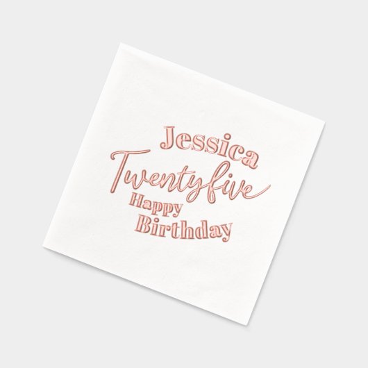 25e Verjaardagsfeest Vijfentwintig script roos gou Folie Servetten (Links)