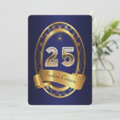 25e, verjaardagsfeest vrouw man, elegante kleur kaart (Staand voorkant)