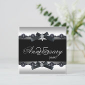 25e verjaardagsfeest Zilver Zwart Witte Diamant Kaart (Staand voorkant)