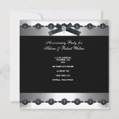 25e verjaardagsfeest Zilver Zwart Witte Diamant Kaart (Achterkant)