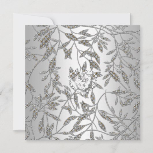 25e verjaardagsfeestje damast zilver grijs 2 kaart (Achterkant)