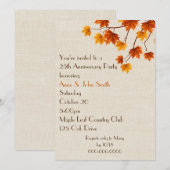 25e verjaardagsfeestje herfstbladeren kaart (Voorkant / Achterkant)
