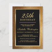 25e Verjaardagsfeestje | Trendy Glam Goud Glitters Kaart (Voorkant)