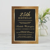 25e Verjaardagsfeestje | Trendy Glam Goud Glitters Kaart (Staand voorkant)