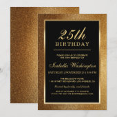25e Verjaardagsfeestje | Trendy Glam Goud Glitters Kaart (Voorkant / Achterkant)