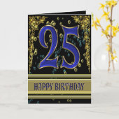 25e verjaardagskaart met goud en bubbels kaart (Gele Bloem)