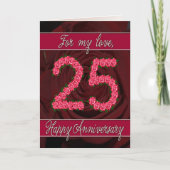 25e verjaardagskaart met rozen en bladeren kaart (Voorkant)