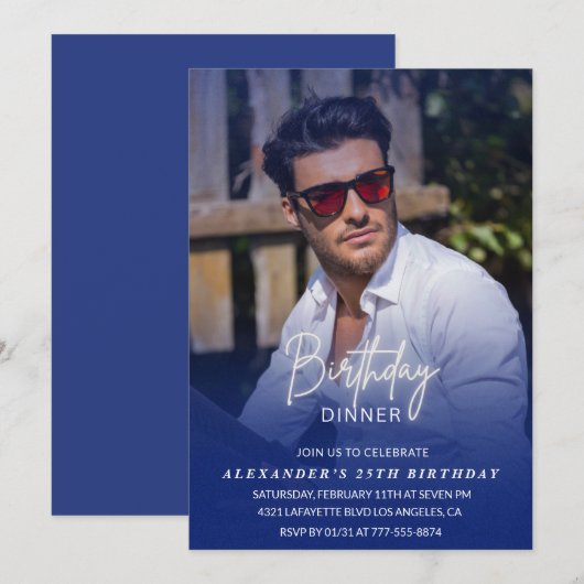 25e verjaardagsuitnodiging Verjaardagsdiner Foto M Kaart (Voorkant / Achterkant)