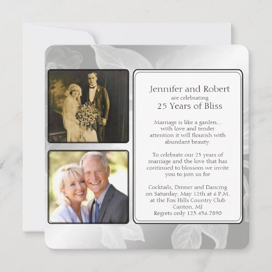 25e verjaardagsuitnodiging voor de foto in de roze kaart (Voorkant)