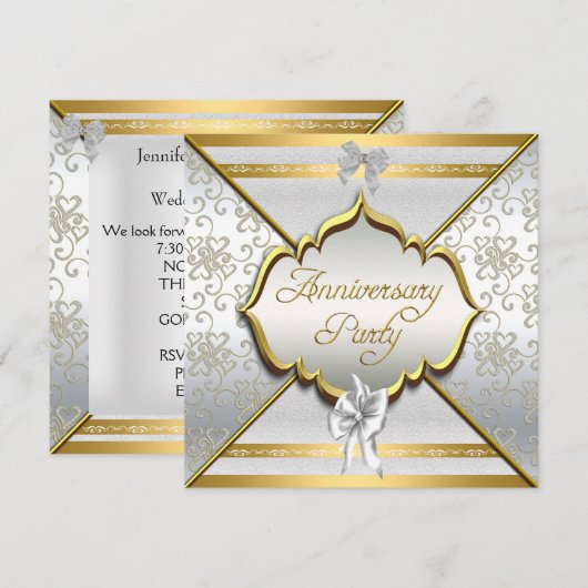25e verlichting feest Elegant Wit Zilver Goud Kaart (Voorkant / Achterkant)