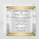 25e verlichting feest Elegant Wit Zilver Goud Kaart (Achterkant)