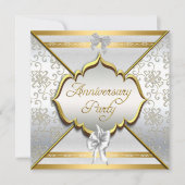 25e verlichting feest Elegant Wit Zilver Goud Kaart (Voorkant)