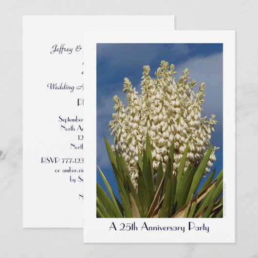 25e verluetingsfeest Bloeiende Yucca Kaart (Voorkant / Achterkant)