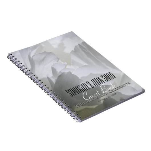 25e Weddenschap Jubileum Partij Peony Guest Book 1 Notitieboek (Rechterzijde)