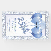 25e welkomstblauw/wit willekeurig nummerpatroon spandoek (Horizontaal)