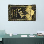 25e welkomstpatroon zwart & Gold Random Number 25 Spandoek (Beurs)