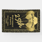 25e welkomstpatroon zwart & Gold Random Number 25 Spandoek (Horizontaal)