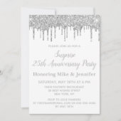 25e White and Silver Surprise Jubileum Party Kaart (Voorkant)