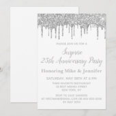 25e White and Silver Surprise Jubileum Party Kaart (Voorkant / Achterkant)