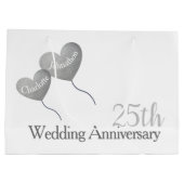 25e Wortende Jubileum zilveren hartballon Groot Cadeauzakje