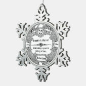 25e zillverweddenschap Jubileum Tin Sneeuwvlok Ornament (Rechts)