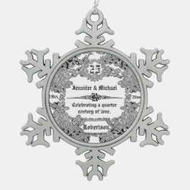 25e zillverweddenschap Jubileum Tin Sneeuwvlok Ornament
