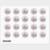 25e zilver en bourgogne Jubileum Ronde Sticker (Vel)