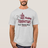 25e zilver en bourgogne Jubileum T-shirt (Voorkant)