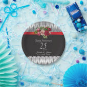 25e Zilver en Roos Wedding Jubileum Papieren Bordje (Feest)