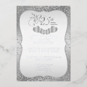 25e Zilver Glitter Jubileum Folie Uitnodiging (Voorkant)