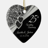 25e Zilver Glitter Jubileum Keramisch Ornament (Rechts)