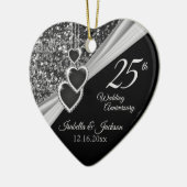 25e Zilver Glitter Jubileum Keramisch Ornament (Links)