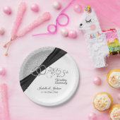 25e Zilver Glitter Jubileum Papieren Bordje (Feest)