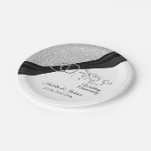 25e Zilver Glitter Jubileum Papieren Bordje (Gekanteld)