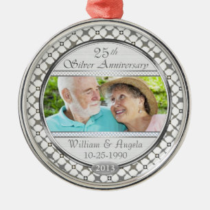 25e Zilver Jubileum Aangepaste fotoversiering Metalen Ornament