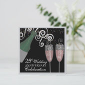 25e Zilver Jubileum Bubble Champagne Party Kaart (Staand voorkant)